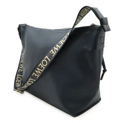 Pre-owned Loewe Navy Leather Jacquard Shoulder Bag () In Blue