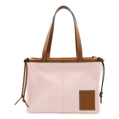 Pre-owned Loewe Brown Light Pink Canvas Leather Shoulder Bag Tote Bag () In Multi