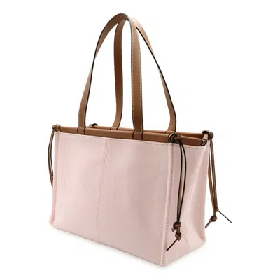 Pre-owned Loewe Brown Light Pink Canvas Leather Shoulder Bag Tote Bag () In Multi
