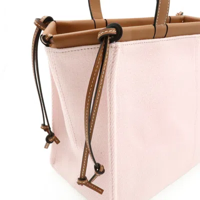 Pre-owned Loewe Brown Light Pink Canvas Leather Shoulder Bag Tote Bag () In Multi