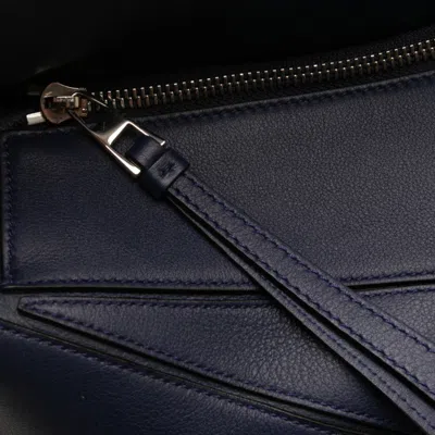 Pre-owned Loewe Puzzle Blue Navy Leather Handbag Shoulder Bag ()