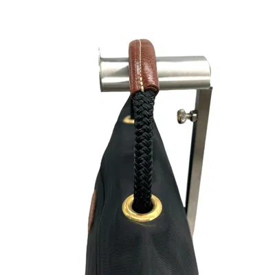 Pre-owned Longchamp Black Brown Nylon Handbag Tote Bag () In Multi