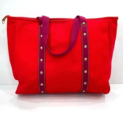 Pre-owned Louis Vuitton Antigua Rouge Leather Cotton Canvas Tote Bag () In Red