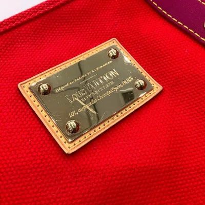 Pre-owned Louis Vuitton Antigua Rouge Leather Cotton Canvas Tote Bag () In Red