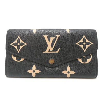 Pre-owned Louis Vuitton Beige Black Monogram Empreinte Long Wallet (tri-fold) () In Multi