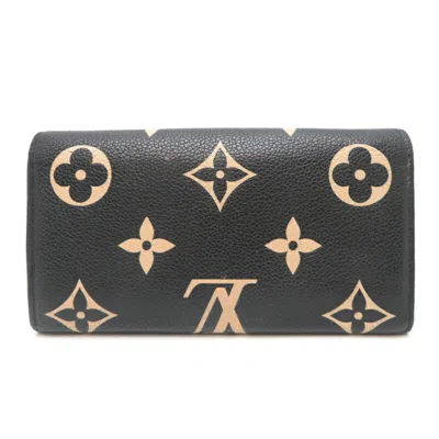 Pre-owned Louis Vuitton Beige Black Monogram Empreinte Long Wallet (tri-fold) () In Multi