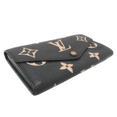 Pre-owned Louis Vuitton Beige Black Monogram Empreinte Long Wallet (tri-fold) () In Multi