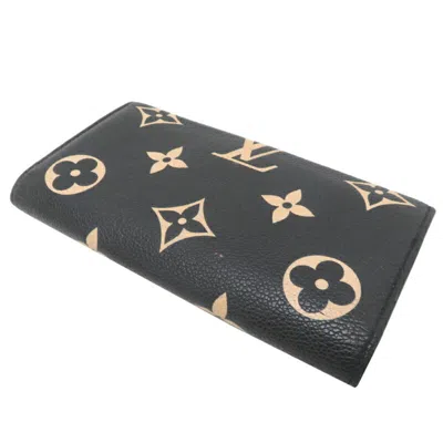 Pre-owned Louis Vuitton Beige Black Monogram Empreinte Long Wallet (tri-fold) () In Multi
