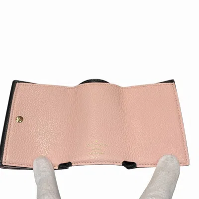 Pre-owned Louis Vuitton Beige Black Pink Leather Wallet (bi-fold) () In Multi