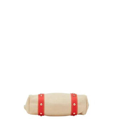 Pre-owned Louis Vuitton Beige Red Color Canvas Leather Shoulder Bag Tote Bag () In Multi