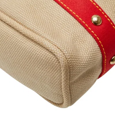 Pre-owned Louis Vuitton Beige Red Color Canvas Leather Shoulder Bag Tote Bag () In Multi