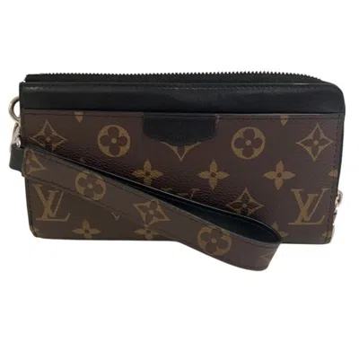 Pre-owned Louis Vuitton Black Brown Monogram Monogram Leather Long Wallet (bi-fold) () In Multi