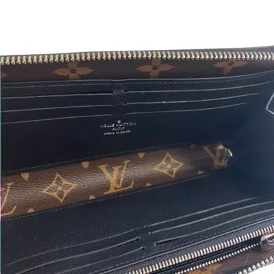 Pre-owned Louis Vuitton Black Brown Monogram Monogram Leather Long Wallet (bi-fold) () In Multi