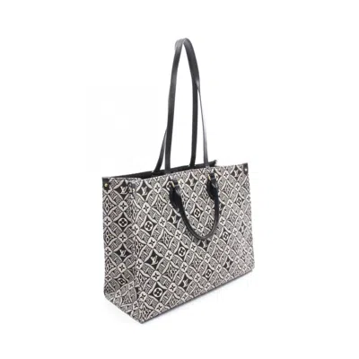 Pre-owned Louis Vuitton Black Gray Canvas Leather Tote Bag () In Multi