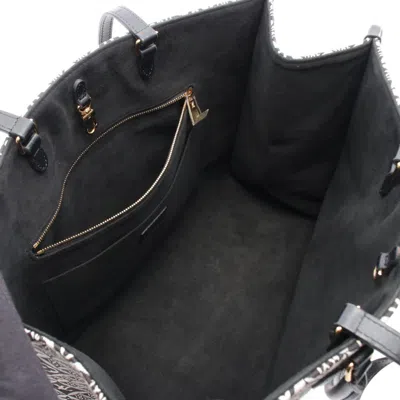 Pre-owned Louis Vuitton Black Gray Canvas Leather Tote Bag () In Multi