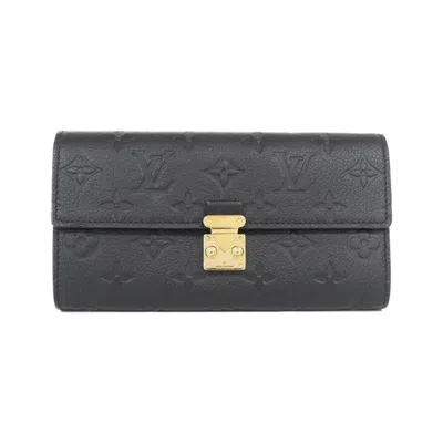 Pre-owned Louis Vuitton Black Leather Long Wallet (bi-fold) ()