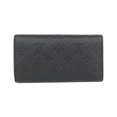 Pre-owned Louis Vuitton Black Leather Long Wallet (bi-fold) ()