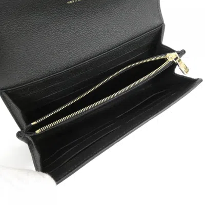 Pre-owned Louis Vuitton Black Leather Long Wallet (bi-fold) ()