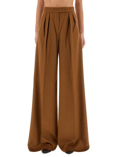 Max Mara Wide Leg High Waist Trousers In Brown