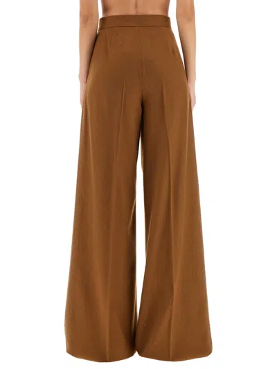 Max Mara Wide Leg High Waist Trousers In Brown