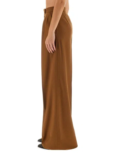 Max Mara Wide Leg High Waist Trousers In Brown