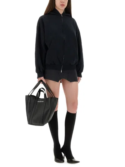 Balenciaga "flipped" Zippered Sweatshirt In Black