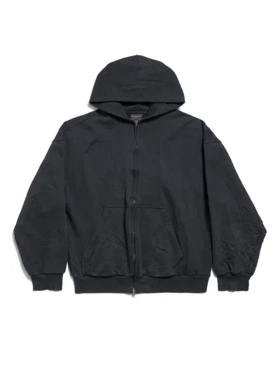 Balenciaga "flipped" Zippered Sweatshirt In Black