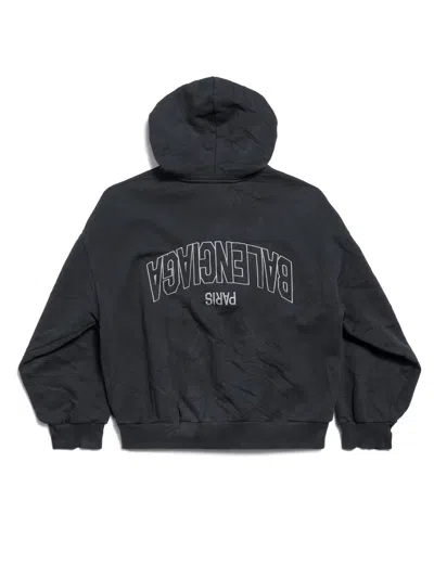 Balenciaga "flipped" Zippered Sweatshirt In Black