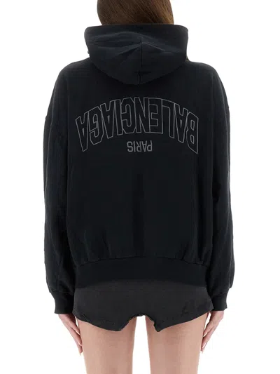 Balenciaga "flipped" Zippered Sweatshirt In Black
