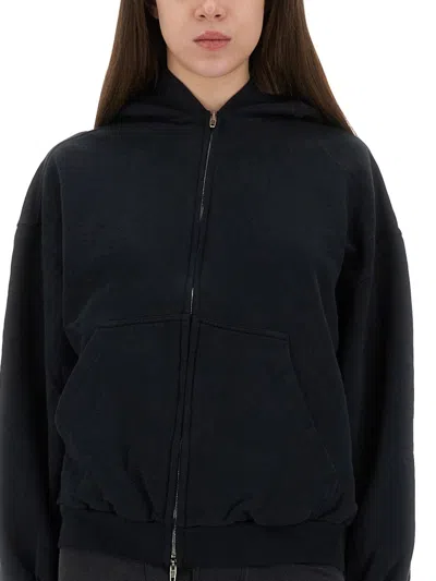 Balenciaga "flipped" Zippered Sweatshirt In Black