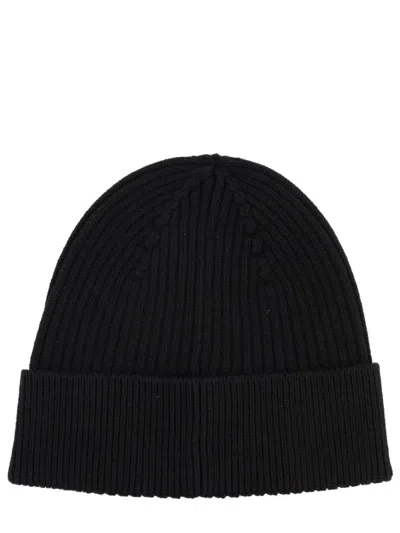 Diesel Ribbed Logo Beanie In Black