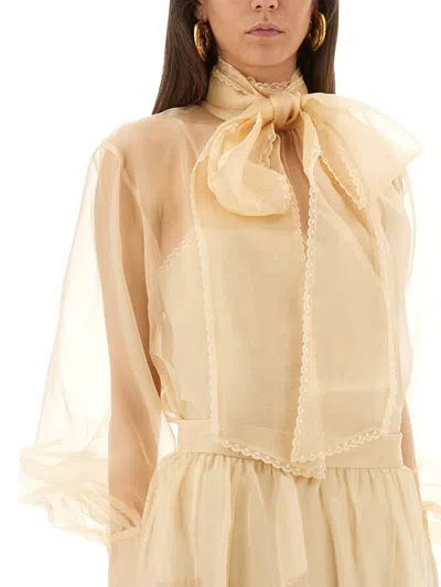 Zimmermann Memento Organza Blouse In Yellow