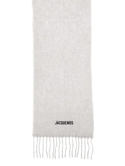 Jacquemus Gradient Scarf Fringed Edges In Gray