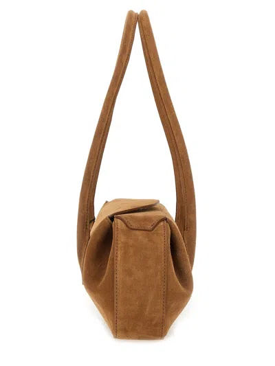 Yuzefi Long Handle Rectangular Shape Suede Finish Shoulder Bag In Brown