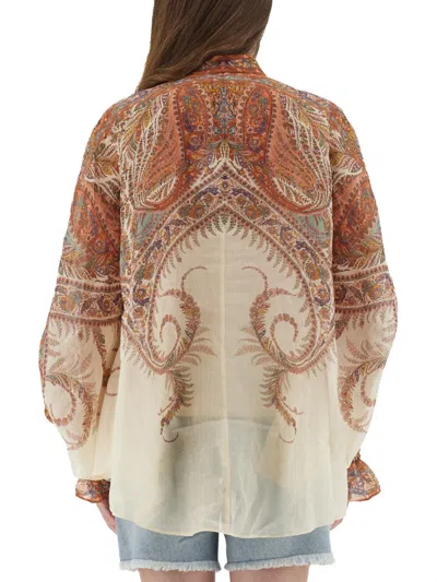 Zimmermann Rhiannon Tie Neck Blouse Cream Paisley In Multi