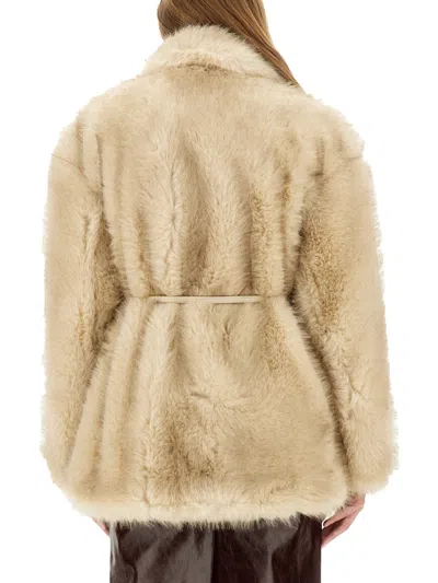 Sportmax "rosaria" Jacket In Ecofur In Neutral
