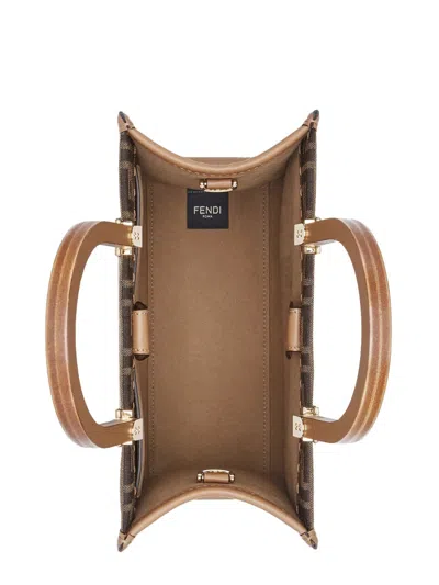 Fendi Ff Jacquard Small Sunshine Shopper Bag In Brown