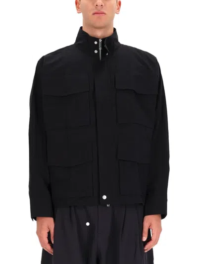 Studio Nicholson Boxy Cropped Black Sports Jacket In Black