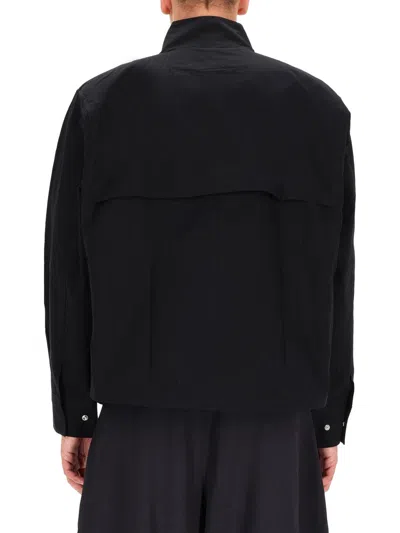 Studio Nicholson Boxy Cropped Black Sports Jacket In Black