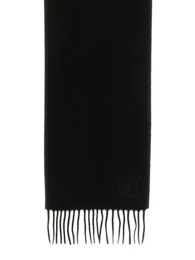 Max Mara Cashmere Scarf Featuring Monogram Design In Black