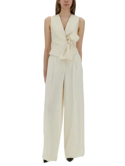 Max Mara Fitted Sleeveless Top Bow Detail In Neutral
