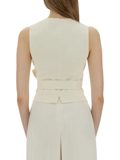 Max Mara Fitted Sleeveless Top Bow Detail In Neutral