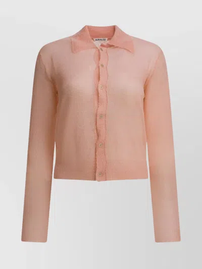 Auralee Collared Knitwear Long Sleeves In Pink
