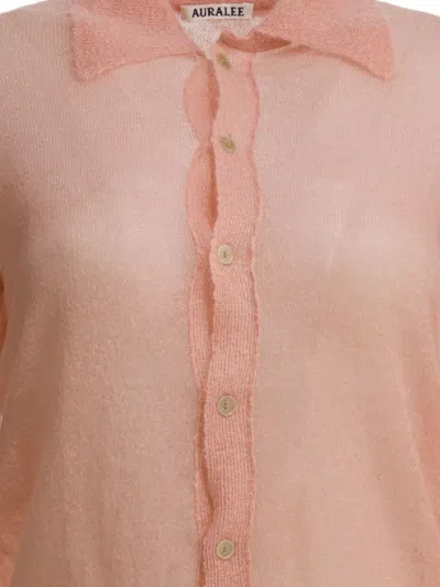 Auralee Collared Knitwear Long Sleeves In Pink
