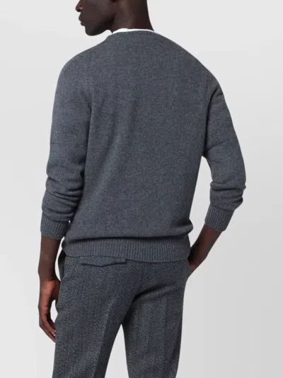 Drumohr Cashmere Crew Neck Long Sleeve Sweater In Gray