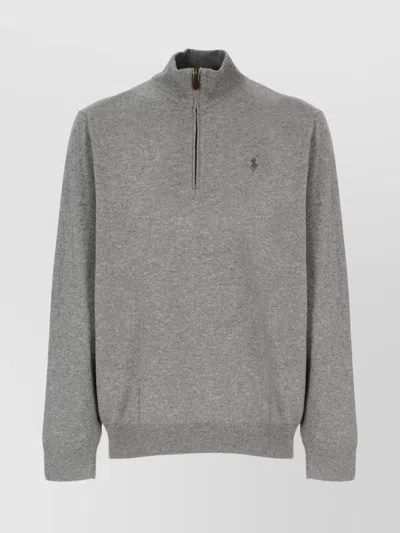 Ralph Lauren High Neck Long Sleeve Knit Sweater In Gold