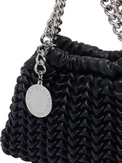 Stella Mccartney Chain Strap Crossbody Bag With Woven Texture In Black
