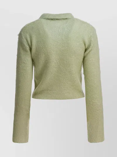 Auralee Collared Knitwear With Long Sleeves And Cropped Length In Green