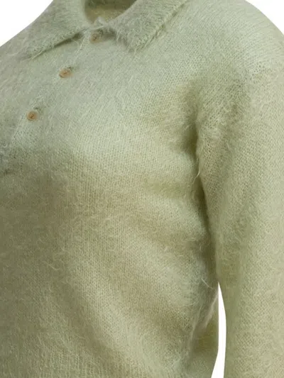 Auralee Collared Knitwear With Long Sleeves And Cropped Length In Green