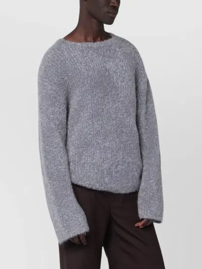 Séfr Boucle Yarn Long Sleeve Sweater In Gray